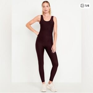 Old navy open back power soft jumpsuit in color “boxwood” size large